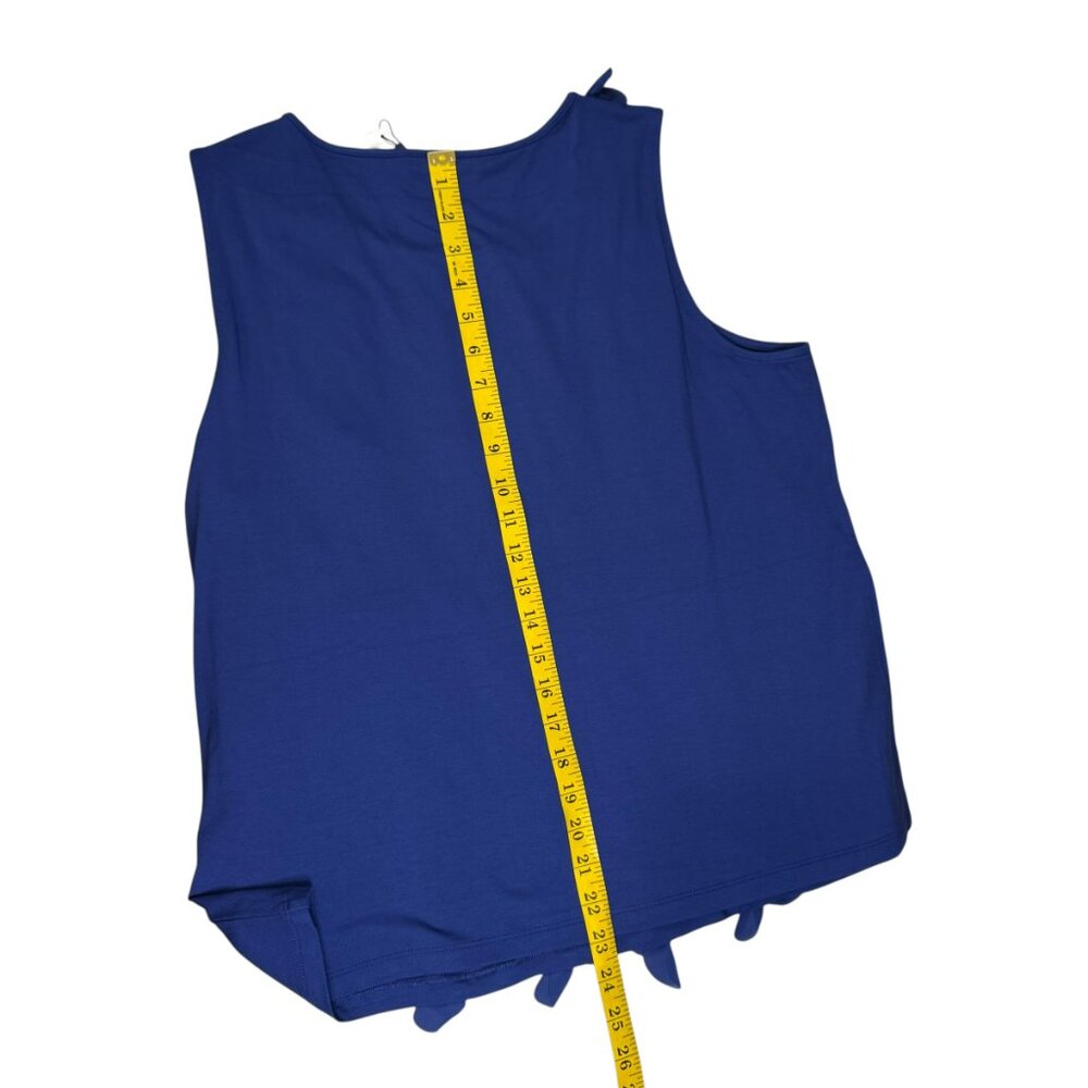 Chico’s Blue Sleeveless Ruffle Front Tank Top Size L – NWT Petal Trim Blouse - Picture 5 of 6